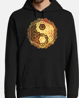 fiore della vita yin e yang oro mandala