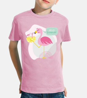 flamingo hello summer - girl t-shirt