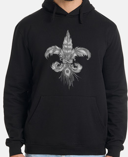 Flor de lis de plumas. Hombre, jersey con capucha, negro