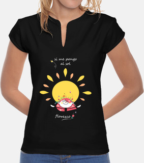 Florezco-Camiseta Mujer - Pico y manga corta - Negra