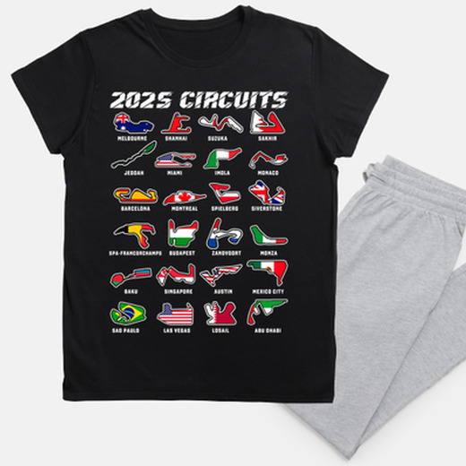 Formula 1 circuits flags 2025 racing cars gift pajama | tostadora