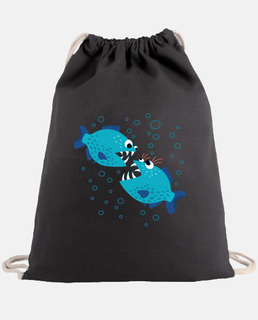 funny gossiping blue piranha fish