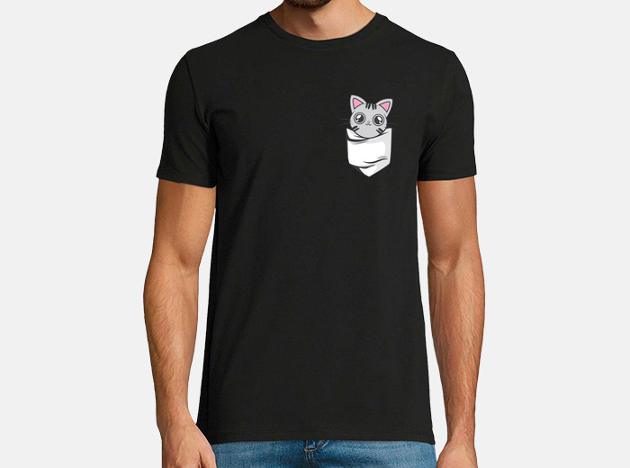 Camiseta con gato en el bolsillo sale