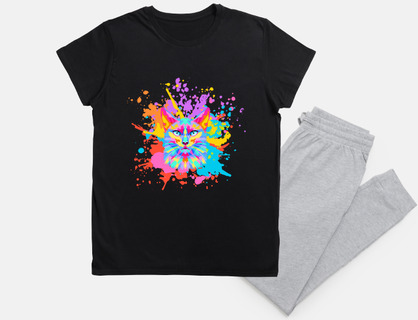 gato mujer humor multicolor hombre