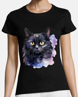 gato negro acuarela linda parte superior retro vintage
