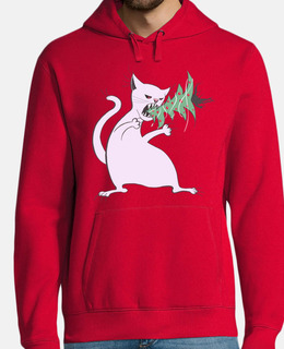 gatto bianco divertente mangia l39alber