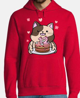 gatto paffuto che tiene una torta di co