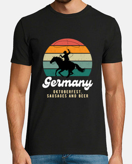 Germany oktoberfest sausages beer funny text retro sunset