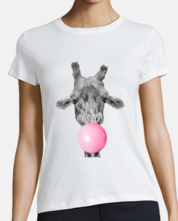 Girafe bulle de chewing gum Tee shirt femme, blanc, qualité supérieure