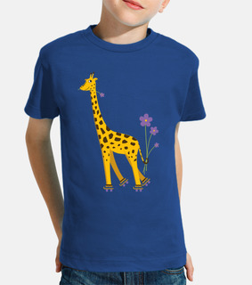 girafe de bande dessinée de patinage mignon drôle