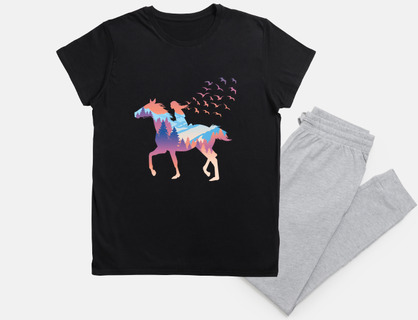 Girl and horse forest