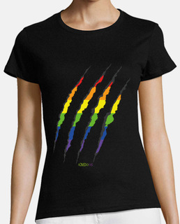 girl scratch over rainbow t-shirt