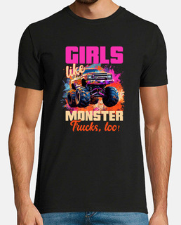 Girls Like Trucks Retro Race Big Monster Vintage Kindergarten Back School Fun
