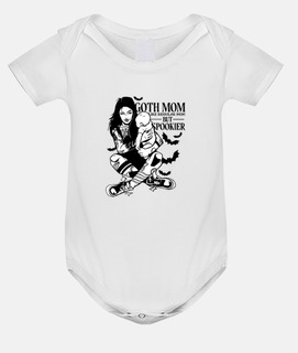 goth style mom with her child, normal but scary to others,