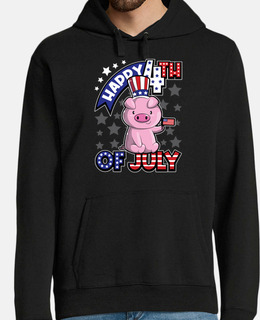 Happy Fourth Of July  Pig with USA Flag