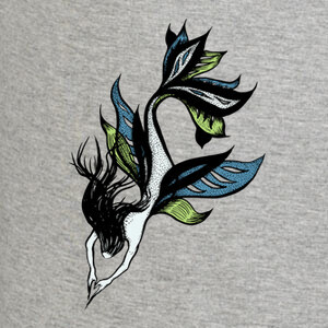 T-shirt inchiostro di bella sirena disegno blu 