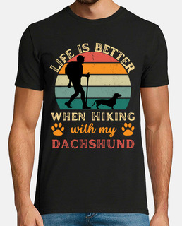 Hiking with Dachshund retro