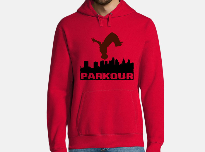 eco embudo Absay Sudadera hombre, con capucha, rojo, parkour | laTostadora