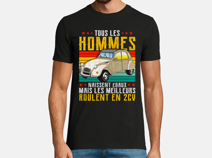 Tee shirt hommes avec vintage citroen 2cv tostadora