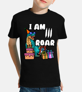 I Am 3 Roar  Dinosaur Birthday Shirt