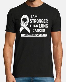 I Am Stronger Than Lung Cancer Awareness Never Give Up White Ribbon Warrior Family Support Gift 