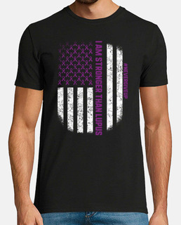 I Am Stronger Than Lupus Awareness Retro USA American Flag Purple Ribbon Never Give Up Gift for Mom 