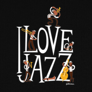 i love jazz black bg T-shirts