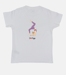 i love lo yoga - t-shirt da ragazzo o ragazza che pratica yoga a maniche taglio