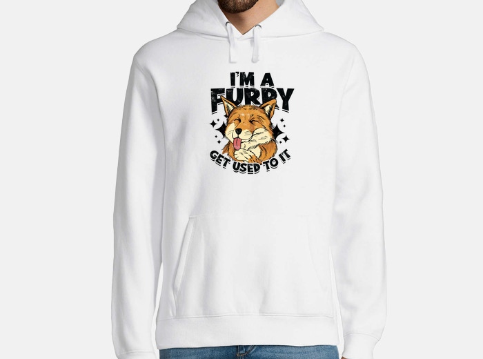 Furry in a hoodie shop