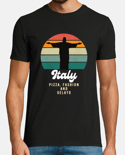 Italy pizza fashion and gelato funny text retro sunset