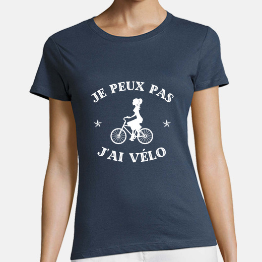 Vêtement Cycliste Col V T-shirt Vélo Drôle « J'peux Pas J'ai Vélo