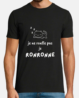 Tee Shirt Original Blanc pour homme Je ne ronfle pas, je Ronronne