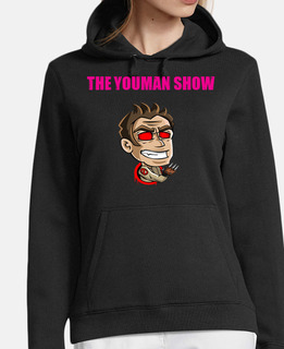jersey donna con cappuccio. youman il canale logo show
