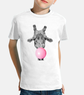 jirafa de goma de mascar de camisetas, manga corta, blanco