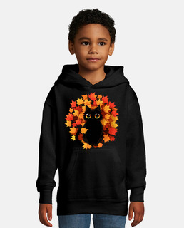 joli chat noir dans les feuilles d39aut