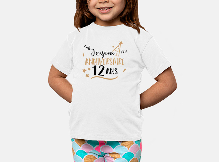 T-shirt enfant avec l'œuvre « 12 ans, Joyeux anniversaire 12 ans,  (Français), Cadeau enfant, violet » de l'artiste Ksmith-Style