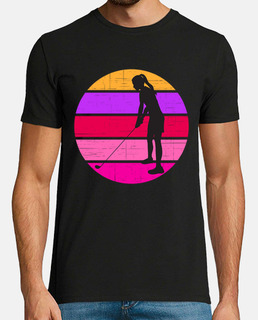 jugador de golf femenino retro de la mu