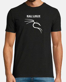 Kali linux logo blanco. camiseta negra.