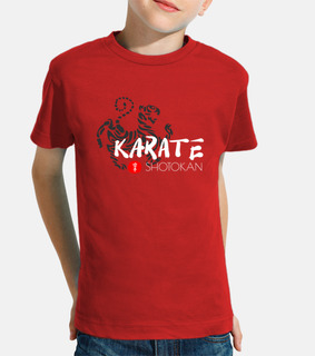 karate shotokan tigre kanji Niño, manga corta, rojo