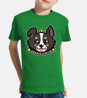 KAWAII Chibi Border Collie Dog Face - Kids Shirt