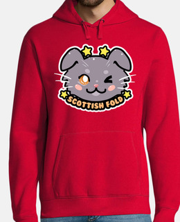 kawaii chibi scottish fold cat face - felpa