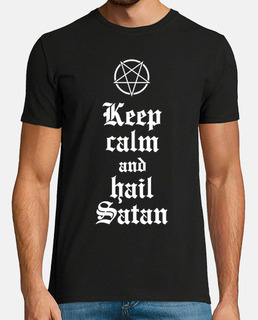 Keep calm and hail Satan V.2 (blanco)