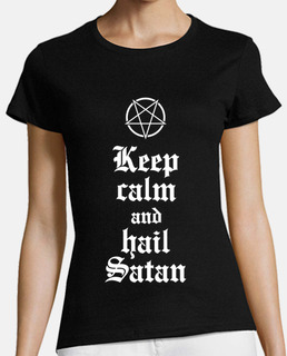 Keep calm and hail Satan V.2 (blanco)