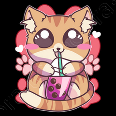 Kitty drinking boba tea kawaii anime t-shirt | tostadora