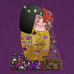 T-shirt Le Kokeshi lesbica ells lo stile Klimt 