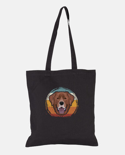 labrador chocolate sonriente retro