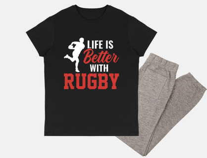 Life is better with Rugby Mens t-shirt, short sleeve, top quality