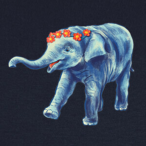 T-shirt simpatico elefante in blu con fiori