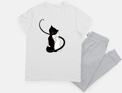 lindos abrazos de gatos blancos y negro