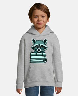 livre en train de lire un souris laveur